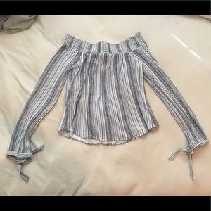 Off the shoulder blue long sleeve!